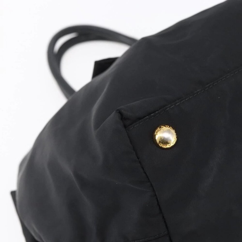 PRADA Hand Bag Nylon Black Gold Auth 152937 - Picture 12 of 16